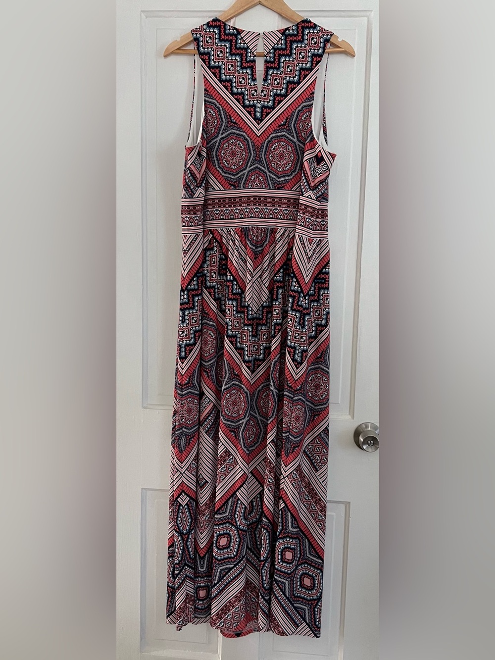 Boho Geometric Maxi Dress 2XL Flowy Vacation Resort Summer Plus Size - Picture 2 of 5
